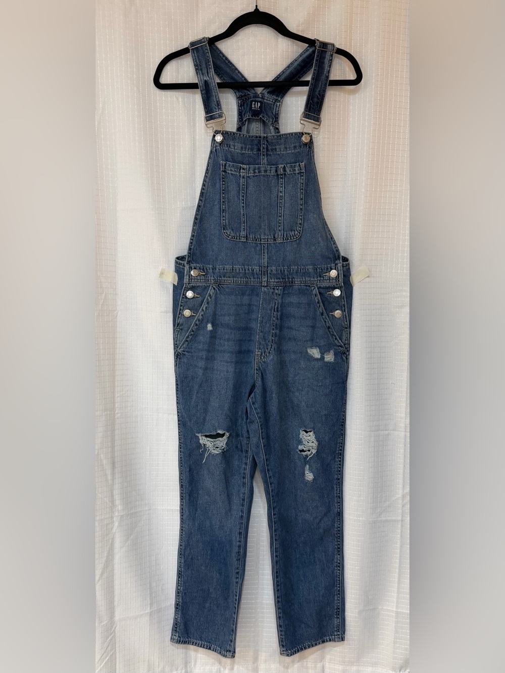 GAP Denim Distressed Overalls Women’s Small Blue Cotton Bib Carpenter Style